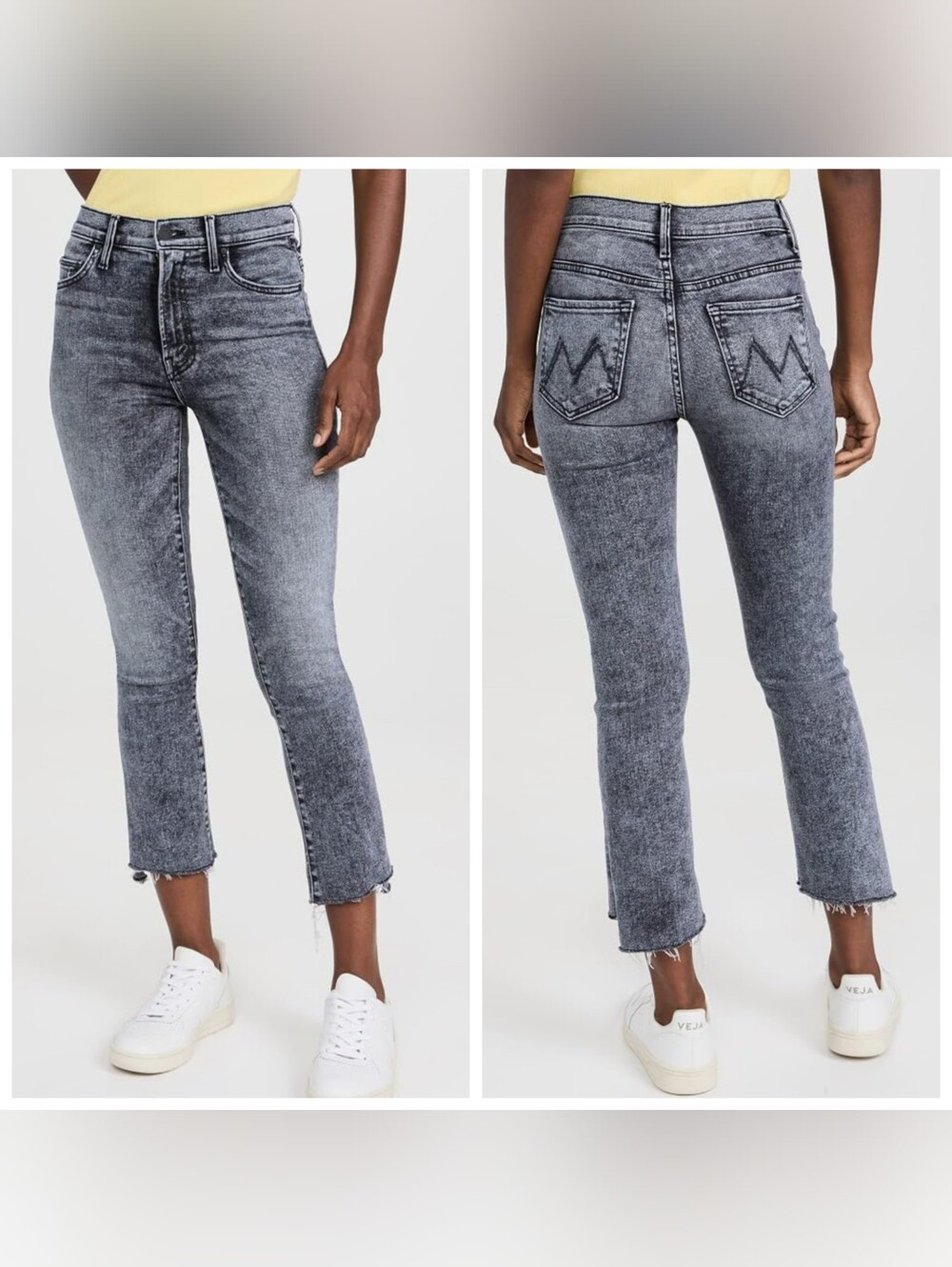 MOTHER‎ The Insider Step Fray Crop Jeans Train Stops Gray Wash Stretch Size 27